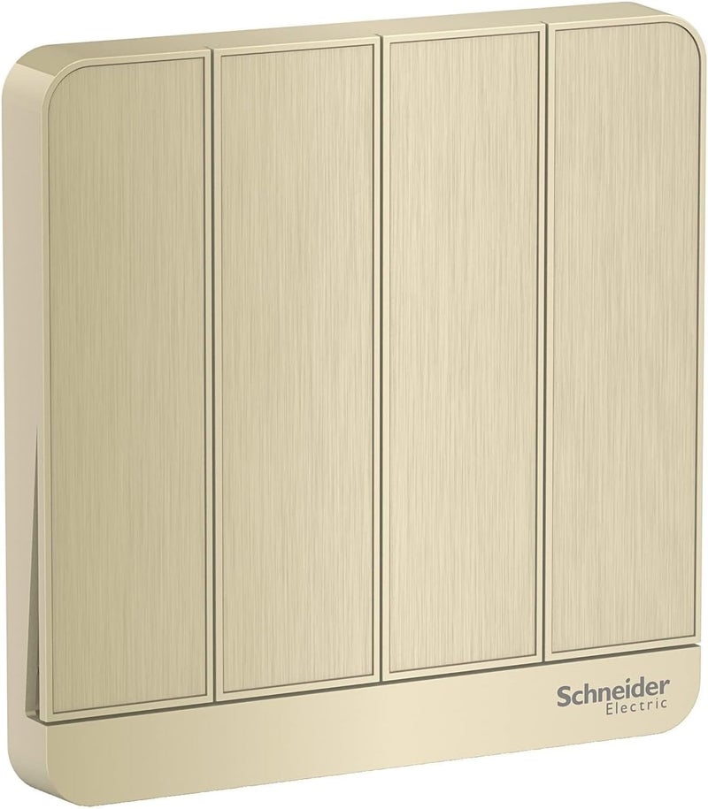 Schneider Electric AvatarOn 4 Gang 1 Way Switch - Gold Hairline